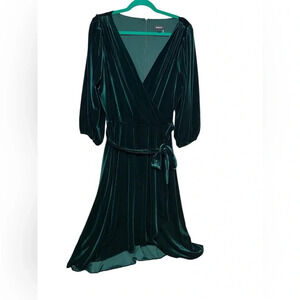 green emerald velvet dress DKNY Womens Velvet Midi Wrap Dress Green 8 at Amazon Women's Clothing store